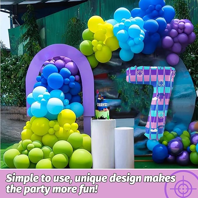 40 Inch Video Game Theme Number 7 Balloons Large Birthday Party Number Balloons Piñata Gaming for Kids Battle Boys Birthday Party Decoration Supplies