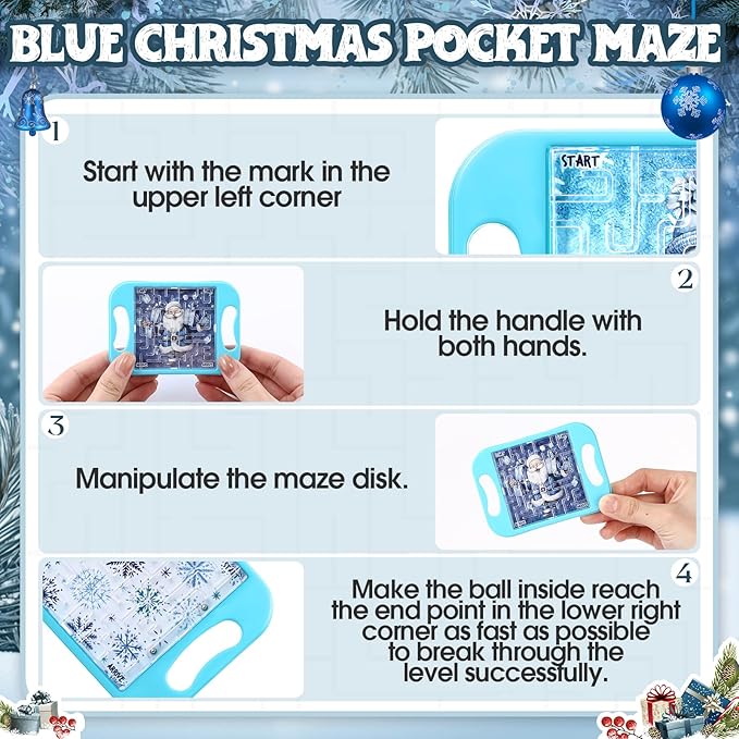 36 Pcs Mini Maze Puzzle Bulk for Kids Small Maze Cubes Game Educational Handheld Puzzle Travel Games Classroom Exchange Gifts for Students Adult(Winter)