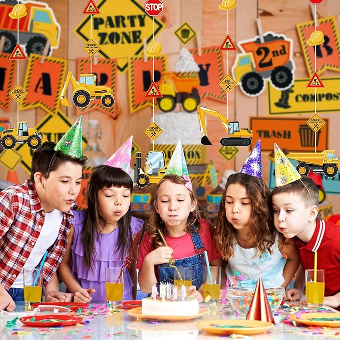 Construction Birthday Banners Construction Birthday Party Supplies Construction Paper Garlands Vehicle Truck Hanging Garlands Sign for for Boys Construction Theme Birthday Party Decorations