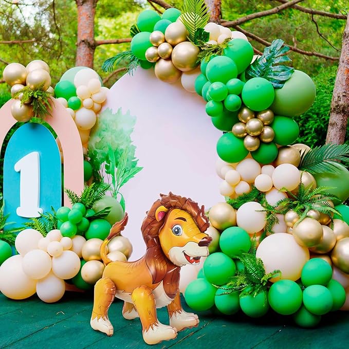 Standing Lion Balloon, 21''L x 24''H Large Jungle Safari Animals Foil Balloons, Walking Lion Balloons for Kids Wild Zoo Party Baby Shower Birthday Decor Supplies
