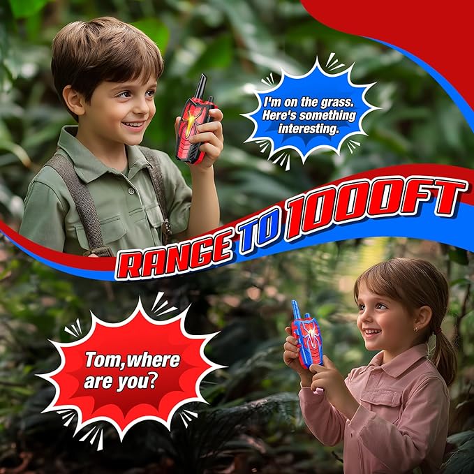 Rechargeable Walkie Talkies for Kids : Christmas Toys Gifts for Boys Ages 3 4 5 6 7 8 9 10 Kids Walkie Talkies 2 Pack Outdoor Hiking Toy for 5-7 Year Old Boy Birthday Gift for Boys Stocking Stuffers