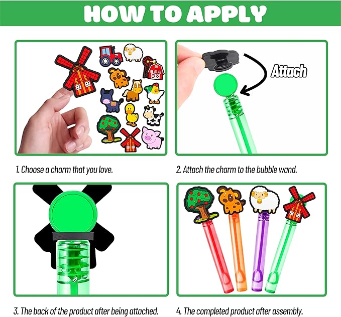 Farm Party Favors for Kids – 24PCS Barn-Themed Bubble Wands, Great for Birthday Supplies, Pinata Fillers, Goodie Bags & Classroom Rewards