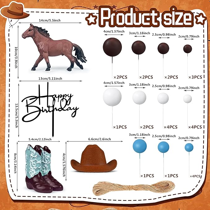Cowboy Cake Decorations Cowboy Hat and Boot Cake Toppers Western Cowboy Cowgirl Birthday Baby Shower for Western Theme Party Favors Supplies (Blue)