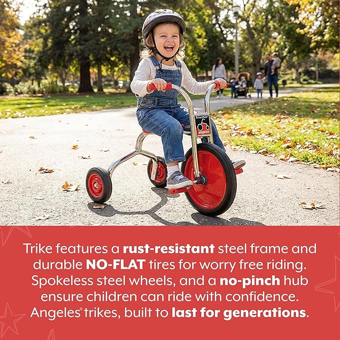 Angeles SilverRider Kids Tricycle, Toddler Tricycle with Solid Airless Rubber Tires, Kids Bike for Preschools and Daycare, Ages 4+, 16.5" Tall Seat