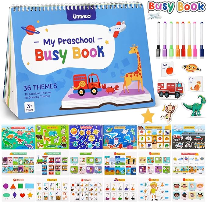Busy Book for Toddlers 3-5,Preschool Learning Activities,Montessori Learning Educational Toys, Tracing Activity Coloring Books for Kids Ages 4-8, Autism Sensory Travel toys,Back to School,Easter Gifts