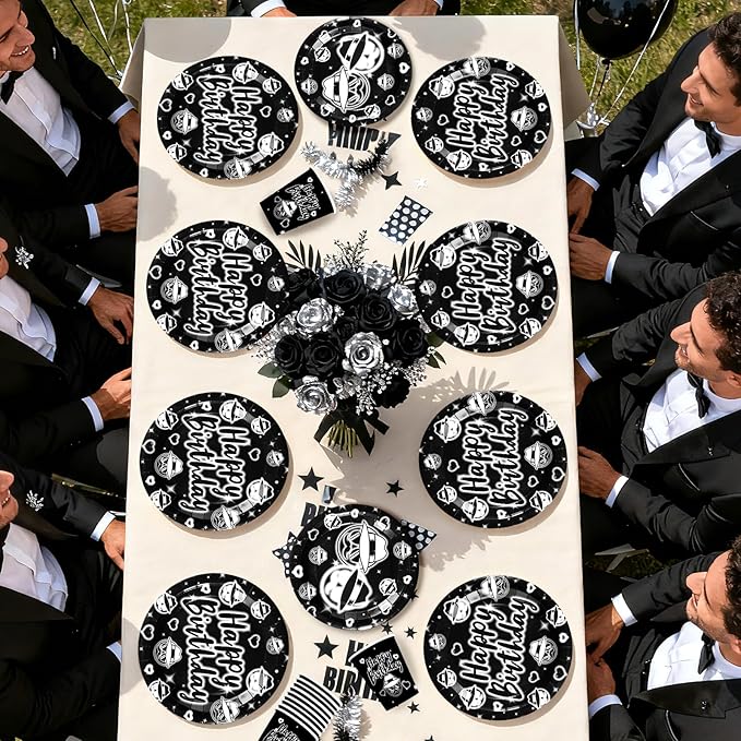 168Pcs Cholo Birthday Party Decorations Early 2000s Plates Napkins Cups Forks Knives Spoons Black Cholo Gangsta Paper Tableware for Kids Teens Adult Men Old School Birthday Party Supplies Serves 24