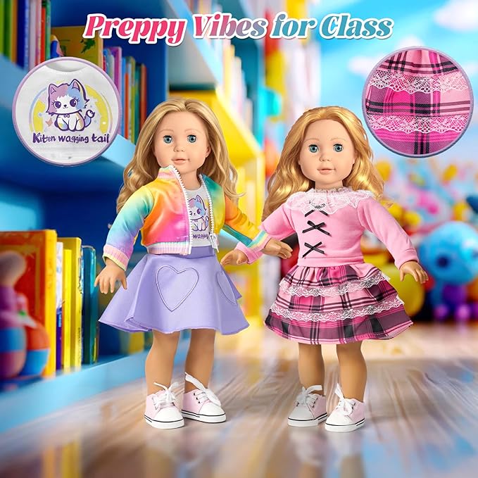 9 Sets American 18 Inch Doll Clothes and Accessories - Outfits Sets - Princess Fashion Bundle for Girl(No Doll)