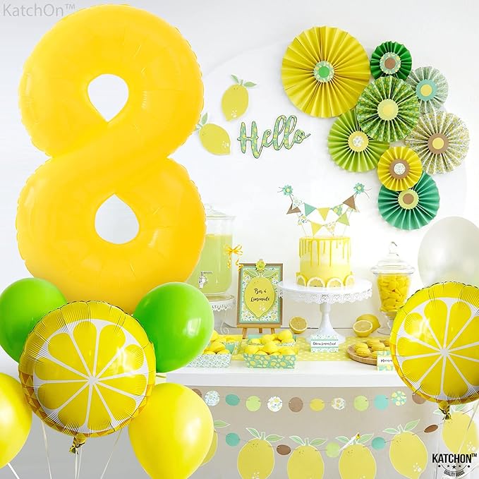 KatchOn, Yellow Number 8 Balloon - Huge, 40 Inch | 8 Balloon for 8th Birthday Decorations | 8 number balloons, 8th Anniversary, Yellow Birthday Party