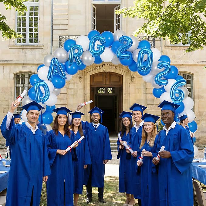 Blue 2026 GRAD Congrats Balloons, 16 Inch Matte Blue Grad Foil Balloons Banner Sign for Graduation Decorations 2026, College High School Class of 2026 Graduate Congratulations Party Decor Supplies