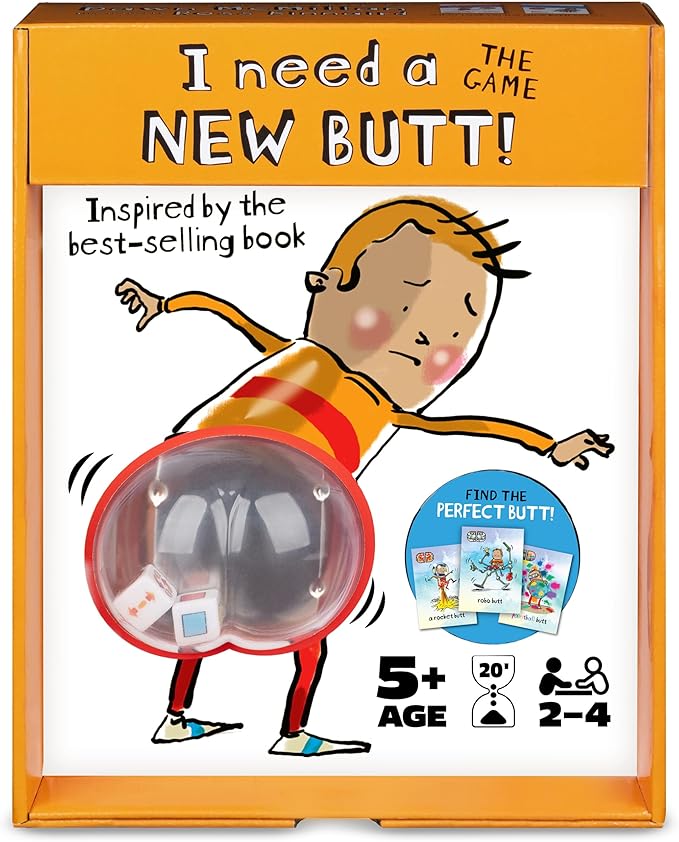 Spin Master Games, I Need a New Butt, Kids Board Game Based on The Book with Popper & Cheek Tiles, Fun for Family Game Night, 2-4 Players, for Ages 5 & Up