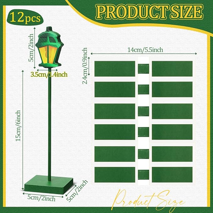 6 Pcs Street Sign Lamp Post Centerpiece Wooden Lamp Post with Street Party Sign Sticker for Toy Decor Friend Birthday Party Supplies Decoration(Green)
