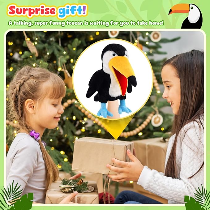 Animal Hand Puppets 11 Inch Bird Plush Toucan Owl Eagle Parrot Flamingo Peacock Puppet Toys Role-Play Puppets for Kids Storytelling Imaginative Pretend Play Teaching Preschool(Toucan)