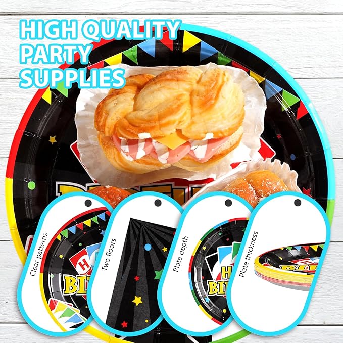 Grencian 96 Pcs Card Game Birthday Party Decorations Game Night Party Decorations Disposable Colorful Playing Card Tableware Set for Adults Boys Cards Games Themed 1st Birthday Parties Supplies