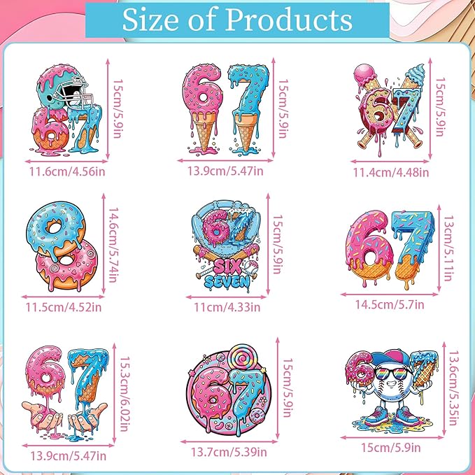 6 7 Birthday Decorations - 9 Pcs 67 Meme Birthday Theme Party Honeycomb Centerpieces Decor, Funny Six Seven Ice Cream Drip Baseball Party Supplies for Boys Girls