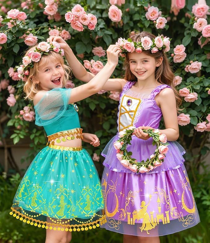 Princess Dress Up Clothes, Princess Dress Up Costume for Toddler Girls, Little Girls Princess Toys, Kids Dress Up & Pretend Play Sets Christmas Birthday Gifts for Kids Grandkids 3 4 5 6 Years