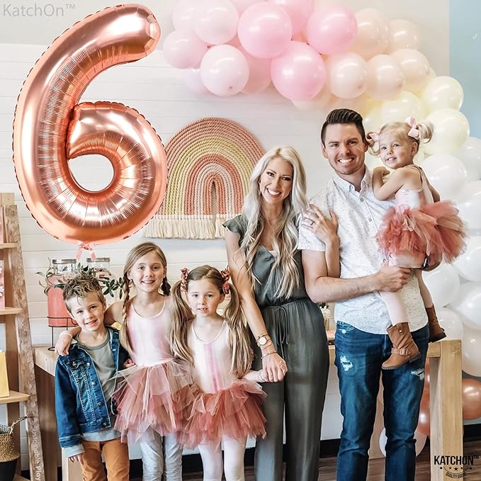 KatchOn, Giant Rose Gold Number 6 Balloon - 40 Inch | 6th Birthday Balloon for 6th Birthday Decorations | 6 Balloons for Birthday | 6 Year Old Balloons for 6 Year Decorations