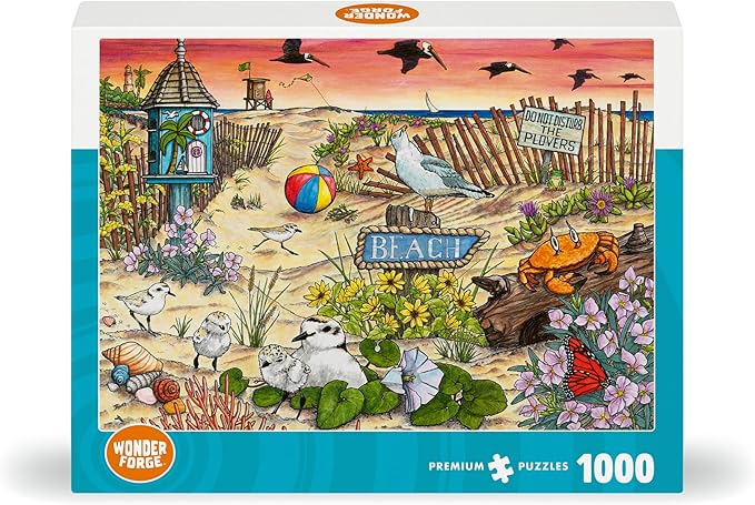 Wonder Forge Don't Disturb The Plovers 1000 Piece Jigsaw Puzzle for Adults | Unique, Perfectly-Fitting Pieces | Fun, Vibrant Imagery | Amazon Exclusive