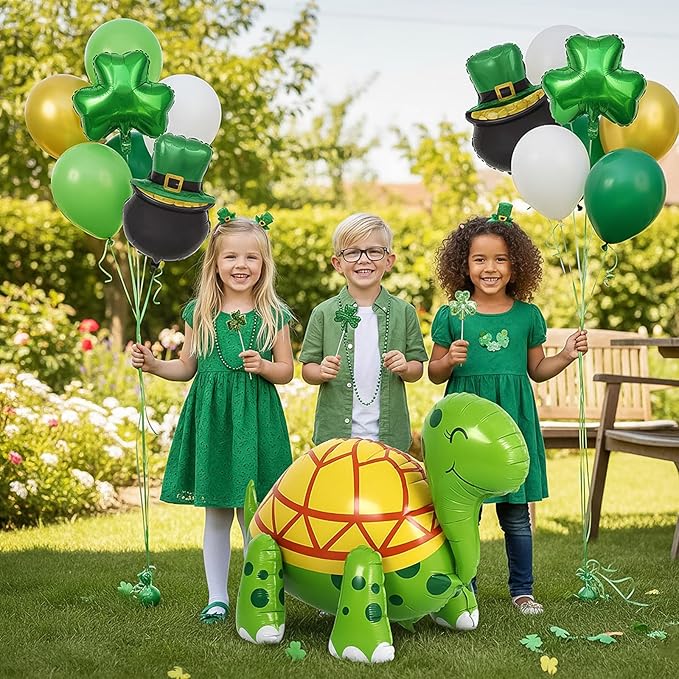 Green Turtle Balloon, 26 Inch Large Walking Tortoise Foil Balloon, Green Balloons for Turtles Birthday Party Pet Themed Party St. Patrick's Day Decoration