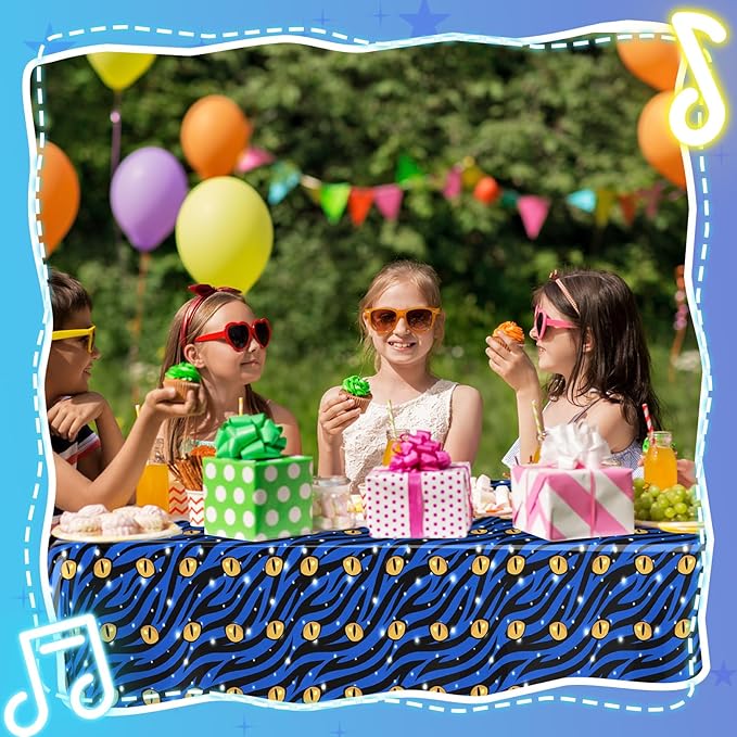 2 Pcs Birthday Party Decorations Plastic Cute Birthday Tablecloth 108 x 54 Inches Disposable Rectangle Tablecover for Boys Girls Kids Baby Shower Party Supplies (Eye)