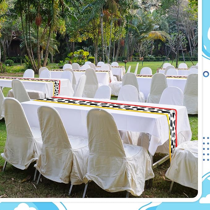 2 Pcs Cartoon Table Runner Cartoon Birthday Party Supplies 1.08 x 6 ft Linen Table Cover Supplies for Birthday Party Decorations (Fresh)