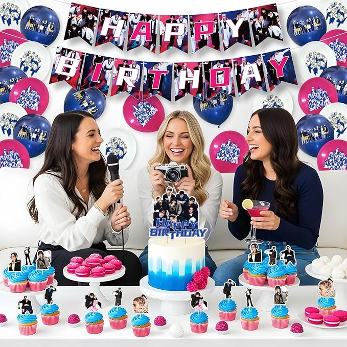 Birthday Party Supplies,MeiYiYou Birthday Decorations Set - Banners,Cake Toppers,21PCS Cupcake Toppers Perfect for Boys and Girls(Purple)