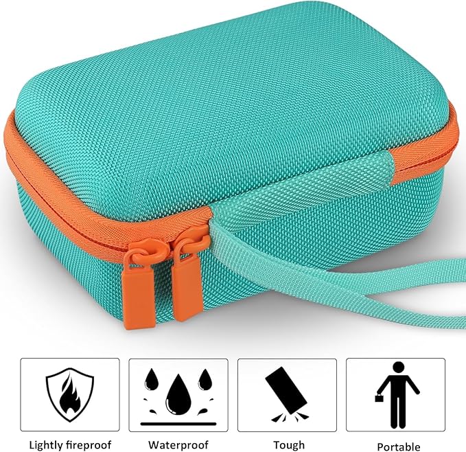 co2CREA Hard Case Compatible with Yoto Mini Kids Audio Music Player Children Speaker Plays Audiobook Cards Radio and Card Holder Hold up to Yoto 36 Cards, Teal Case