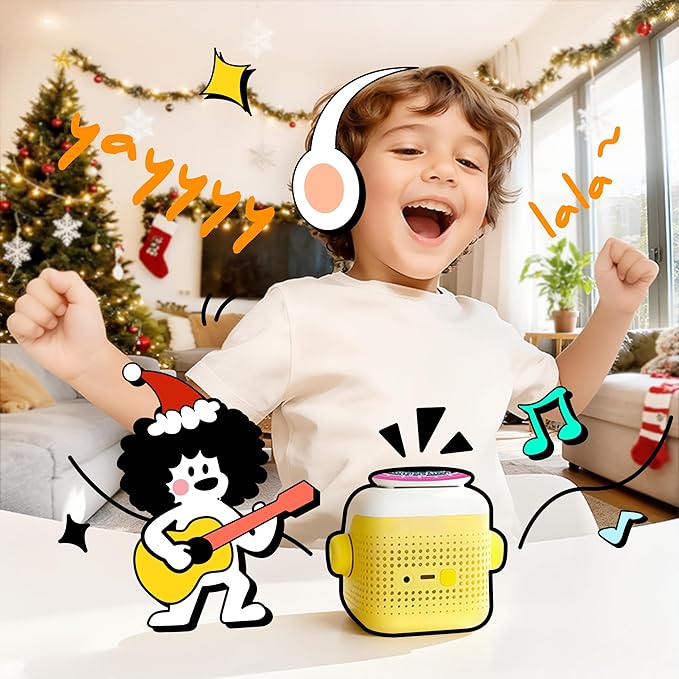 Kids Music Player: Story Machine, Interactive Toy, Voice Recording, Pre-Loaded Stories and Muisic, Screen-Free Storytelling Toys, Bluetooth Speaker, Christmas/Birthday Gift for Children