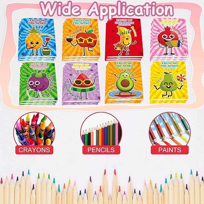 Lyosehy 24PCS Coloring Books Fruit Theme Party Favors Fruit Coloring Books Bulk Fruit Theme Including Pineapple pear Watermelon Banana Pomegranate Avocado etc. for Kids Home School Activity
