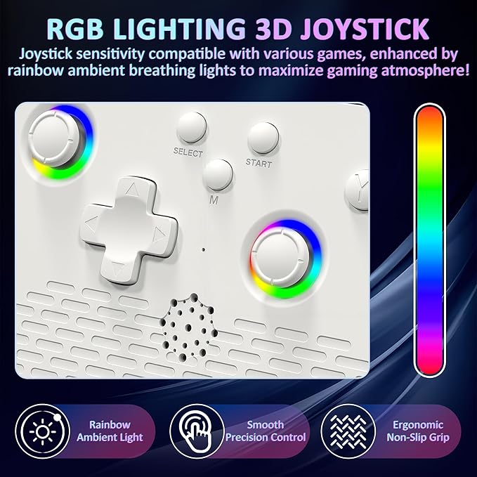 H5 Retro Gaming Console, 5.0 Inch IPS HD Screen Handheld Game Console, Portable Video Arcade Build-in 40000+ Classic Games, 256GB TF Card Support 34+ Emulators with 4000mAh Battery, White