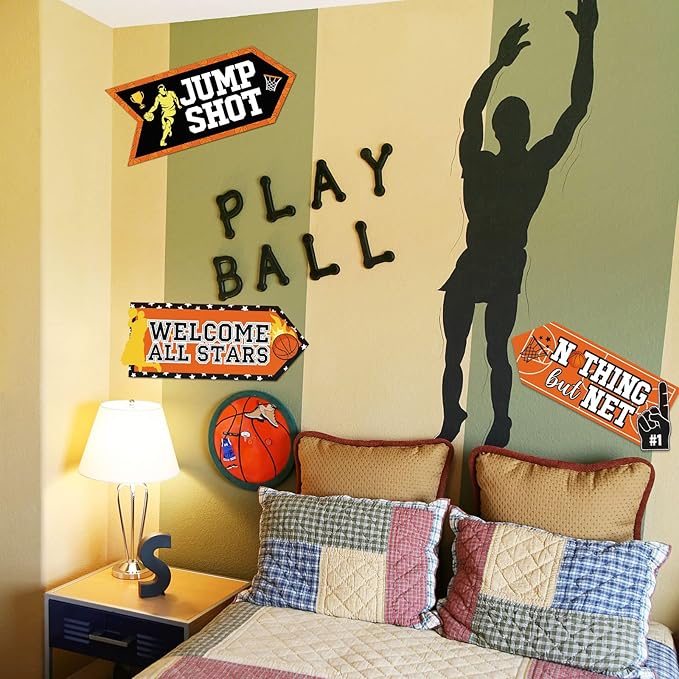 20 Pieces Basketball Party Sign Basketball Themed Party Decoration Supplies Kids Teenagers Boys B-Day Photo Prop
