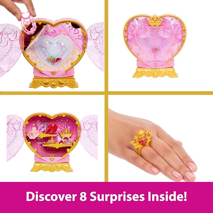 Mattel Disney Princess Belle Fashion Doll & Accessories with 8 Surprises, Including Heart Gem Box, Ring for Child & 9 Pieces, Inspired by Movie