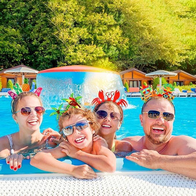 Capoda 16 Pcs Hawaiian Party Headband Felt Luau Head Boppers Tiki Aloha Boppers for Tropical Summer Beach Party Favors Supplies