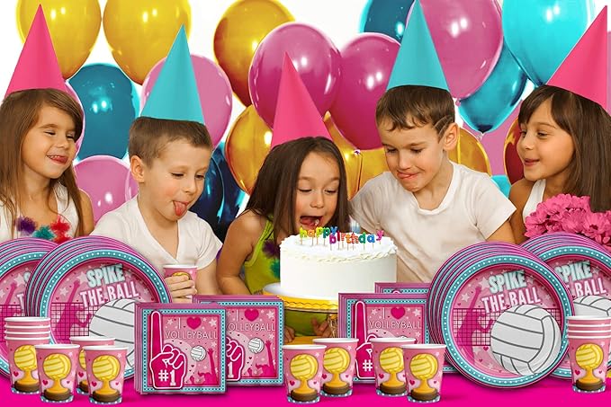 I love Volleyball Birthday Party Supplies Set Plates Napkins Cups Tableware Kit for 16