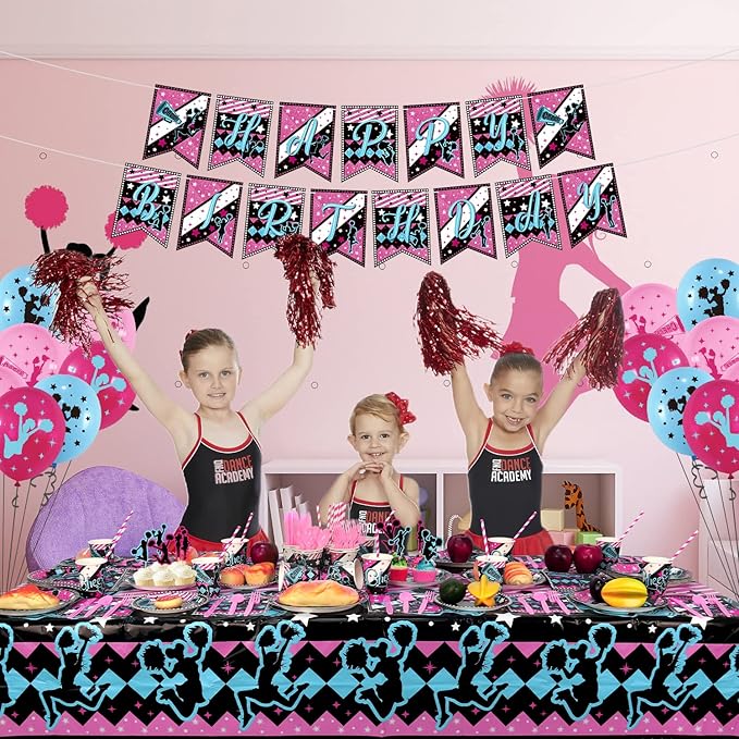 Cheerleading Party decoration, Cheerleading birthday Party Supplies Packs, Gymnastics PartyCheer Party Supplies include Background, Plates, Balloons, Cheerleading Party Set Serves 20 (Banner)