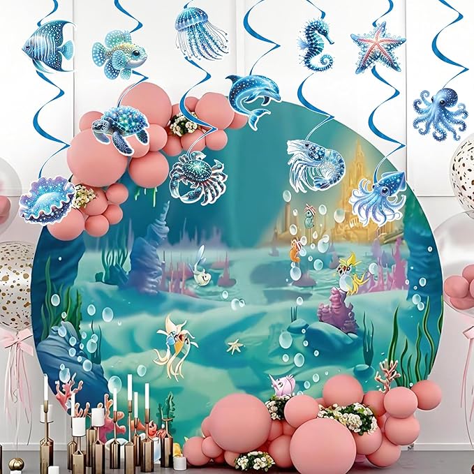Sea Animals Birthday Decorations, Fish Hanging Swirls Deco for Under The Sea, Ocean Theme Party Supplies & Party Decorations Streamers, Kids Marine Life Party Decor