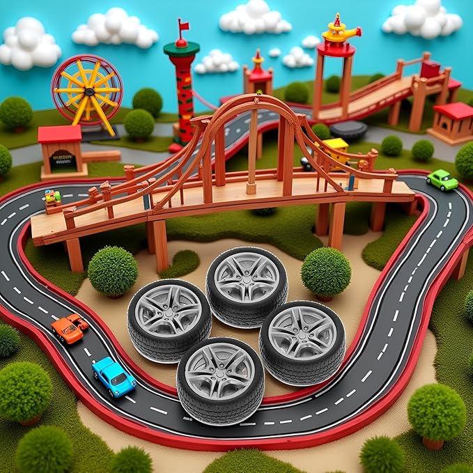 4 Pcs Toy Car Black Tires,48mm Simulation Rubber Wheel Tire Wheel Toy Model DIY RC Spare Parts Easy Installation Small in Size,Tire and Wheel Sets,Remote and App Controlled Vehicles and Parts