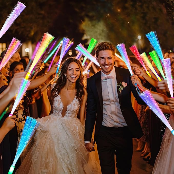 30 Pcs Colorful Glow Fiber Wands,Toys Glow Sticks Bulk Party Pack for Adults,Glow in the Dark Party Supplies for Mardi gras Easter Basket,football ,Wedding, Birthday,Classroom,Concert,Pool carnival