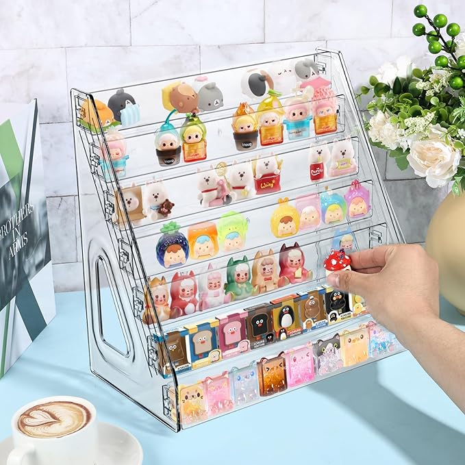7 Layers Clear Display Shelf for Funko Pop, Clear Acrylic Display Case for Bitty Pop, Mini Collectible Toys Display Shelf for Miniature Mini Action Storage Compatible with Bitty Pops Funko
