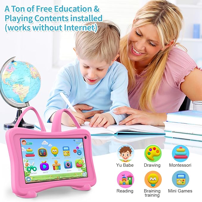 Kids Tablet 7 Toddlers Learning Tablet with WiFi, YouTube, Dual Camera, Touch Screen, Parental Control, Child Tablets for Boys Girls