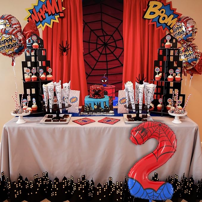 40 Inch Giant Spider Theme Number Foil Balloons Large Number 2 Balloons Kids Party Balloons Birthday Party Decorations Supplies Number 0-9 Available for Kids' Birthday Anniversary Party