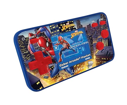 Lexibook Spider-Man Cyber Arcade Pocket Game Console, 150 Games, LCD Screen, Battery Operated, red/Blue, JL1895SP