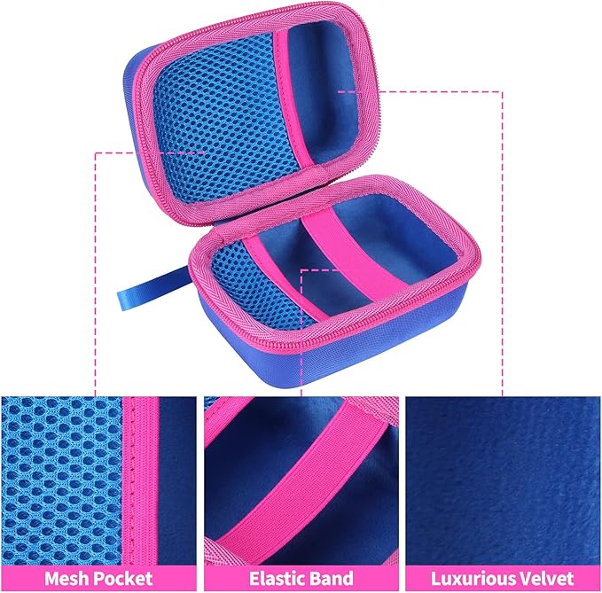 Storage Case Compatible with Yoto Mini Kids Audio Player Travel Device Plays Stories Music Podcast Radio Speaker (Blue + Rose red Zipper)