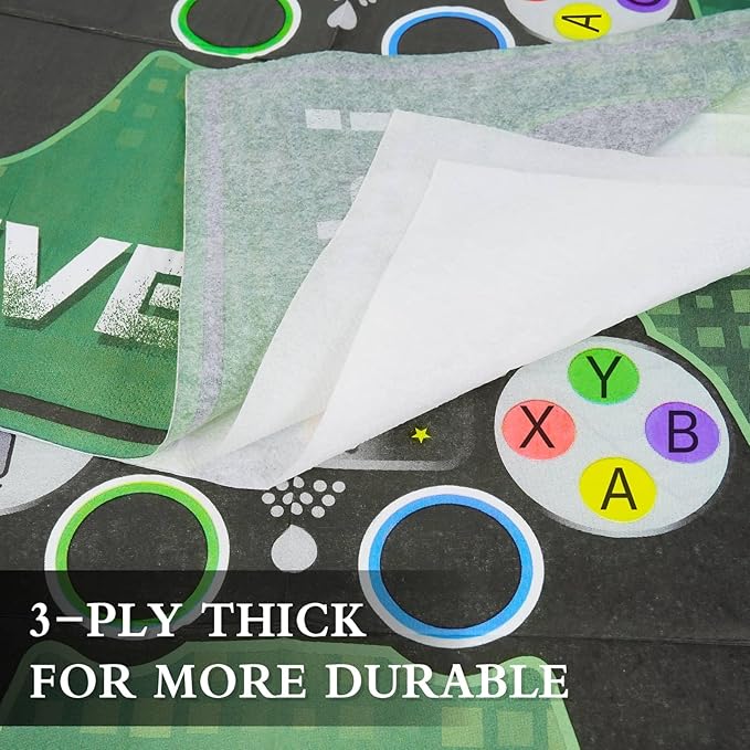 WERNNSAI Video Game Birthday Decorations - 48 PCS Game On Plates and Napkins Gamer Birthday Decorations Gaming Party Favor Serves 16 Guests