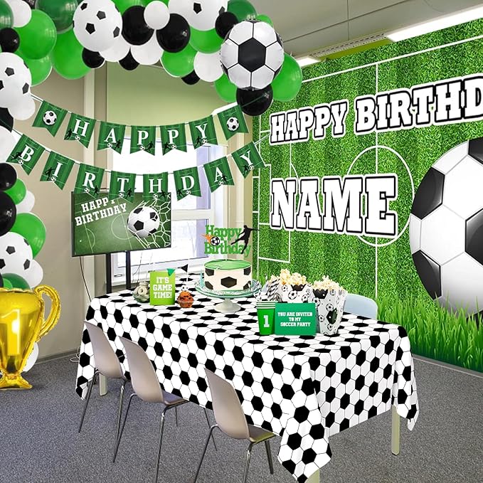 WNINK 2 Pack Soccer Party Tablecloths Soccer Theme Disposable Plastic Table Cloth Soccer Sports Party Table Covers for Soccer Theme Birthday, Outdoor Picnic Party Supplies Decor, 54 x 108 Inch