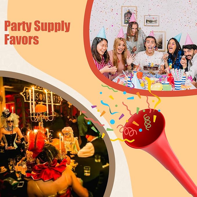 Collapsible Stadium Horn, Vuvuzela Plastic Blow Horns, Team Cheering Spirit Accessories Noisemakers, Foldable Trumpet Noise Makers for Sporting Events, Football Soccer Games, Party Supplies (2PCS)