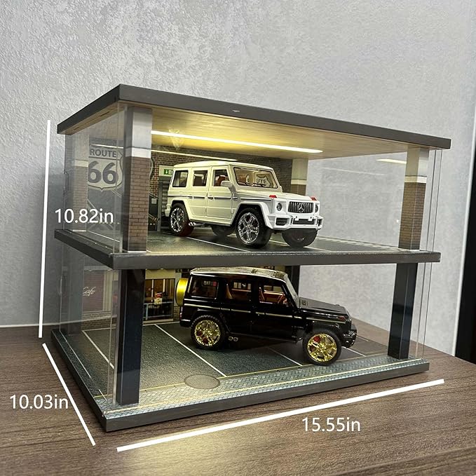 1:24 Die-cast car Model Display case with USB Lights. Alloy Car Collectibles Scene Parking Lot. Sports car Diorama Garage for Lego Speed