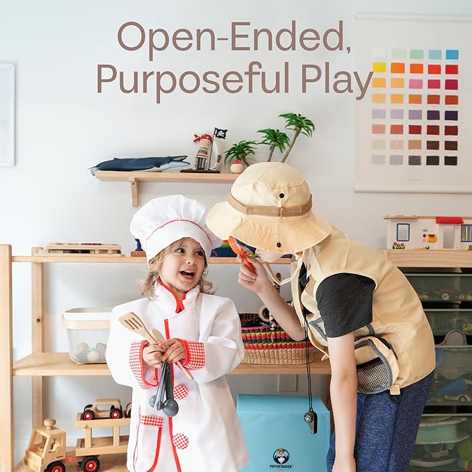 5-1 Kids Dress Up Clothes & Pretend Play Costumes for Ages 3-7 - Cute Role Play Dress Up Costumes for Boys & Girls with Matching Accessories & Storage Trunk