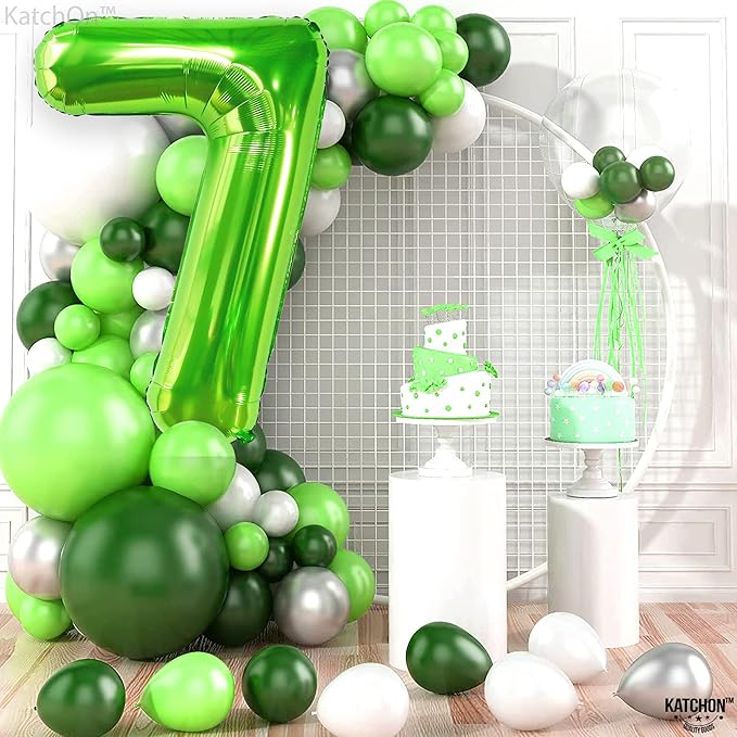 KatchOn, Giant Light Green Number 7 Balloon - 40 Inch | 7th Birthday Balloon for 7th Birthday Decorations | Seven Balloons Number | Number Balloons for Anniversary Decorations