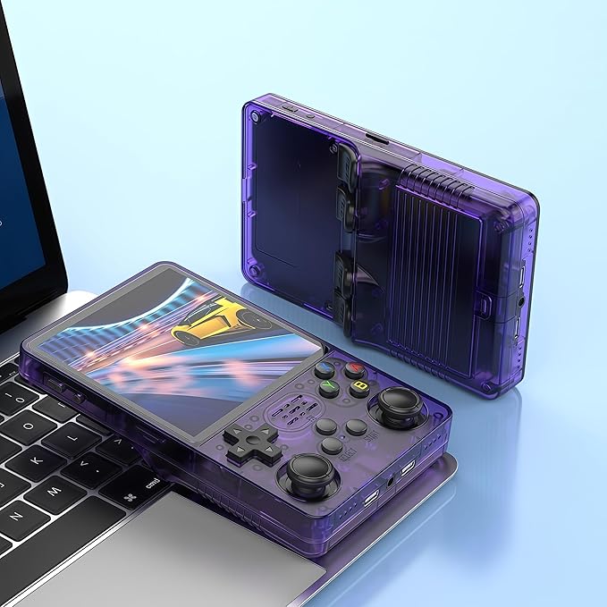 HatiLuminis R36plus Handheld Retro Game Console 4.0-inch IPS Screen,Preloaded with Classic Games,Portable Pocket Video Gaming with Valentine's Card & Premium Gift Box (Purple)