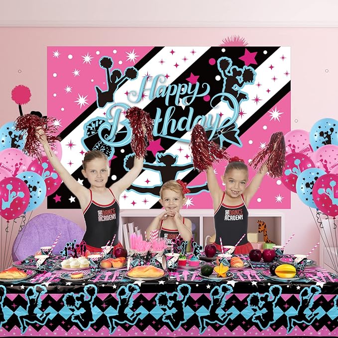 Cheerleading Party decoration, Cheerleading birthday Party Supplies Packs, Gymnastics PartyCheer Party Supplies include Background, Plates, Balloons, Cheerleading Party Set Serves 20 (Background)
